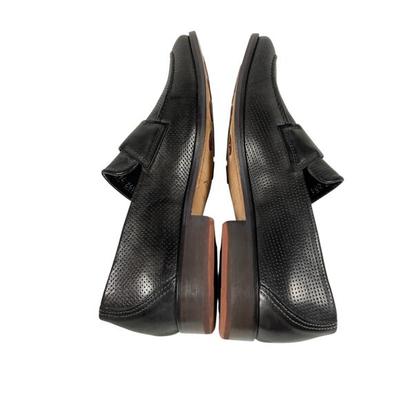 Bacco Bucci Made in Italy Black Perforated Leather Loafers Men's Size 10 - Picture 5 of 13